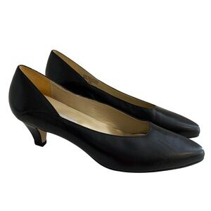 Calico Black Leather Kitten Heel Pump 9 NEW